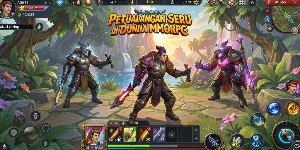 Tangkapan layar gameplay menunjukkan pertarungan epik di dunia ADG62.